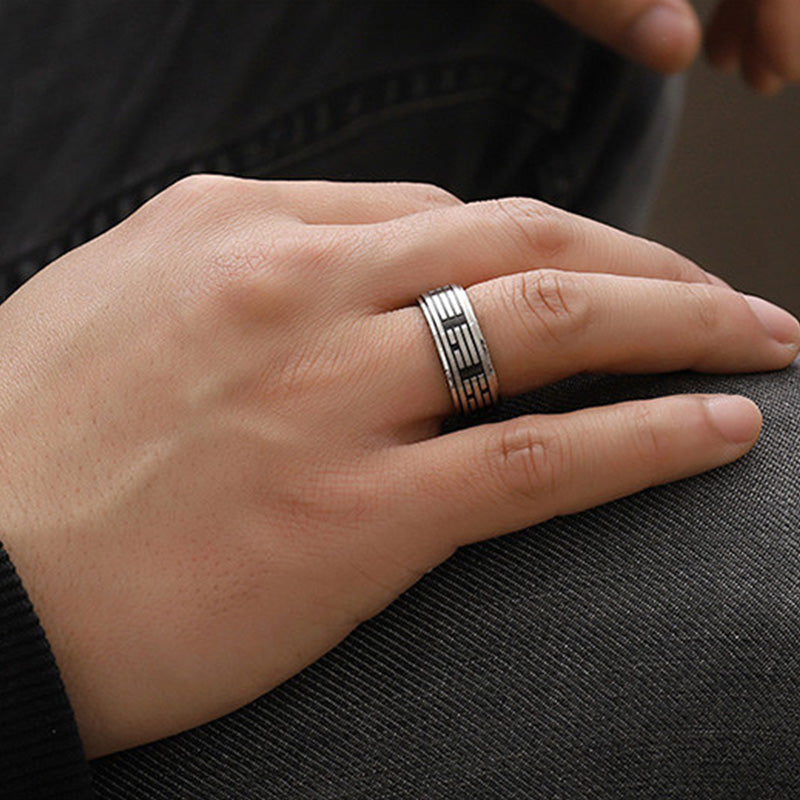 Titanium Steel Yin Yang Rotatable Balance Ring