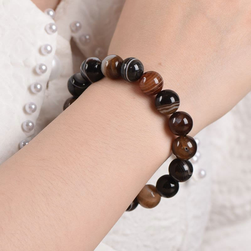 6mm Tibetan Sardonyx Bracelet for Positivity & Courage