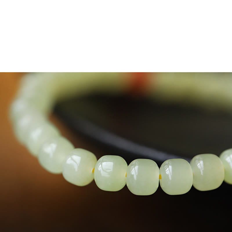 Natural Hetian Jade Prosperity Bracelet with Amber & Red Agate