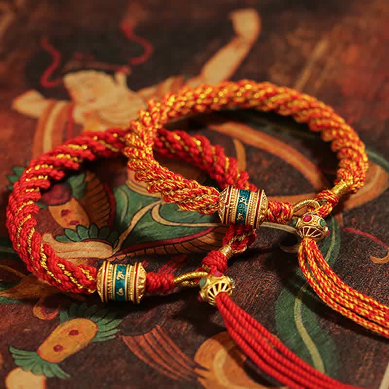 Handmade Tibetan Red String Bracelet for Luck and Protection