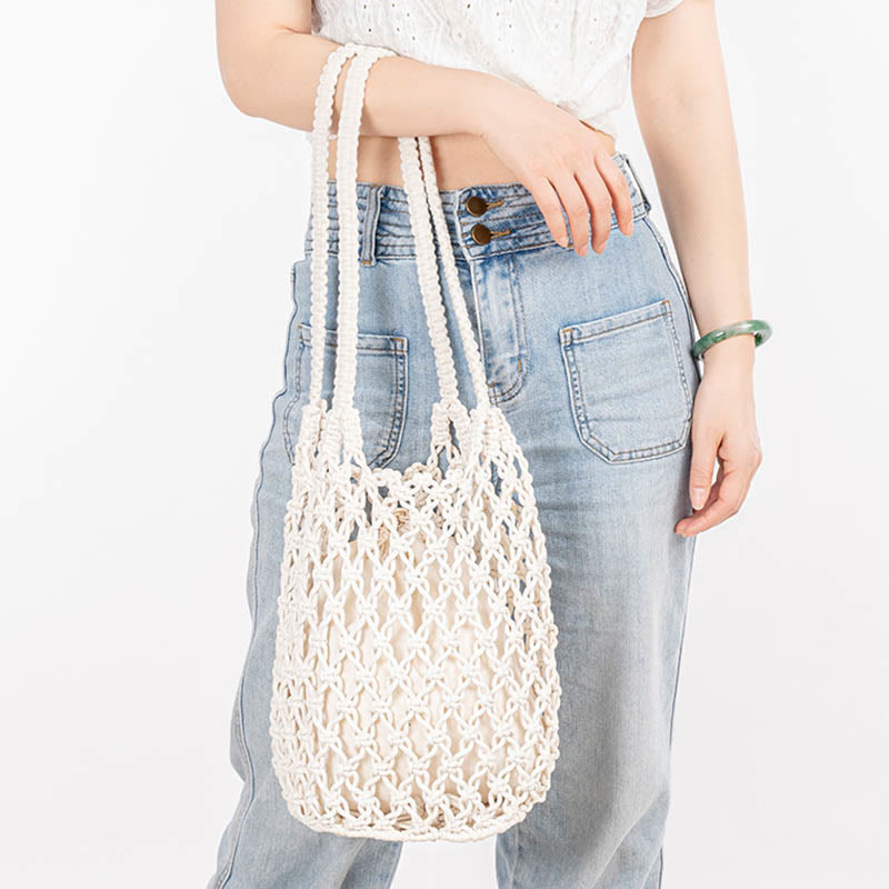 Hand-Woven Cotton Thread Shoulder Bag for Yoga