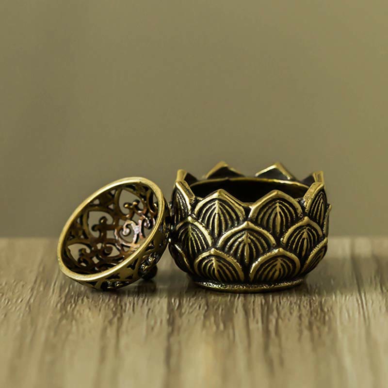 Tibetan Mini Lotus Pattern Copper Incense Burner