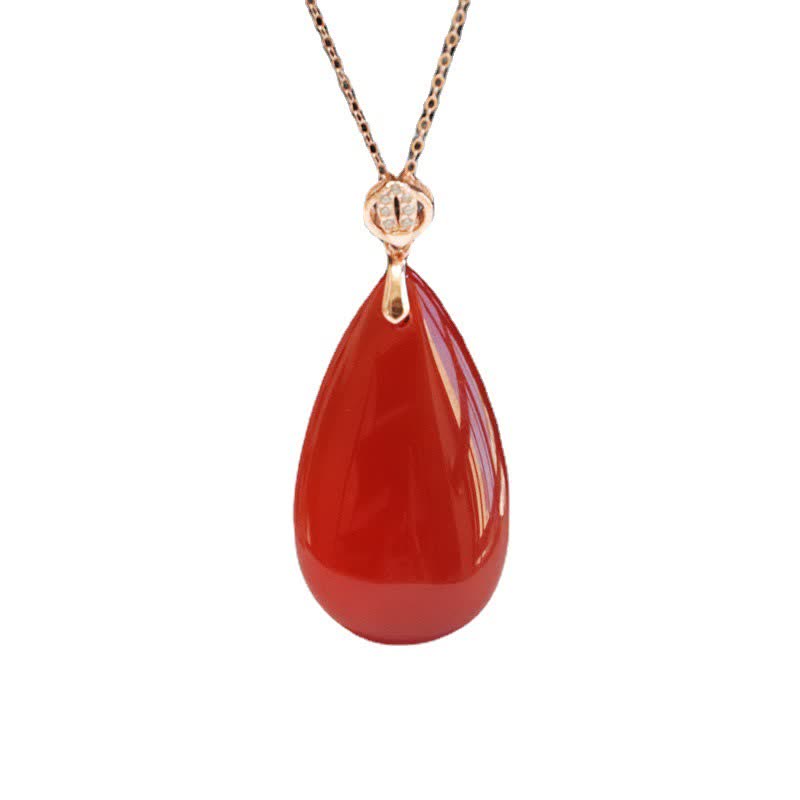 Red Agate Confidence Necklace | Sterling Silver Waterdrop Pendant