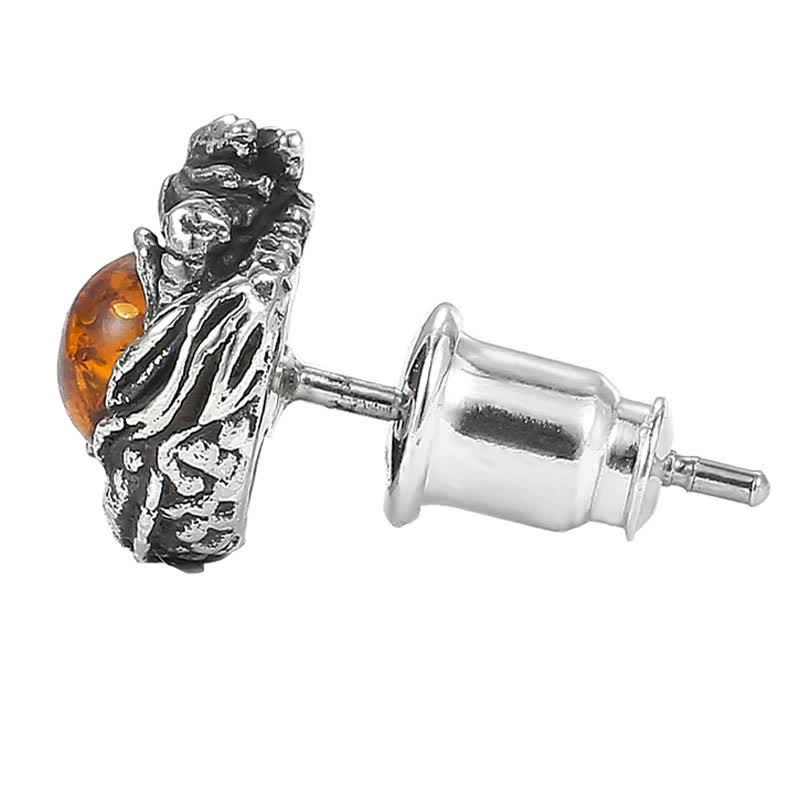 Sterling Silver Amber Dragon Success Stud Earring