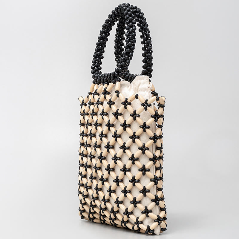 Hand-woven Lozenge Wooden Beads Spiritual Jewelry Bag