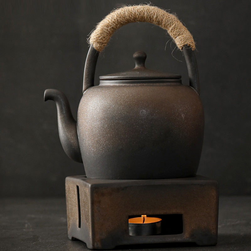 700ml Retro Brown Ceramic Gongfu Teapot with Base