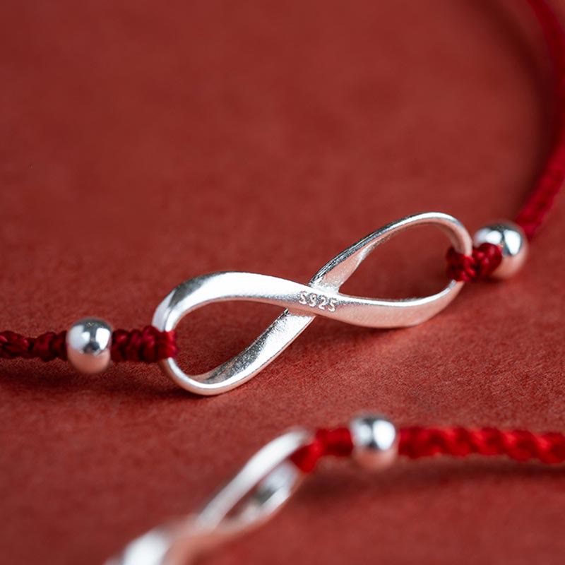 925 Sterling Silver Red String Bracelet Endless Knot Protection