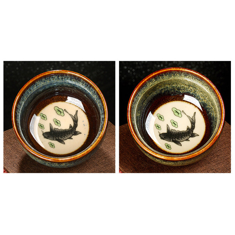 8cm Ceramic Jian Zhan Dragon Lotus Teacup | Zen Decor