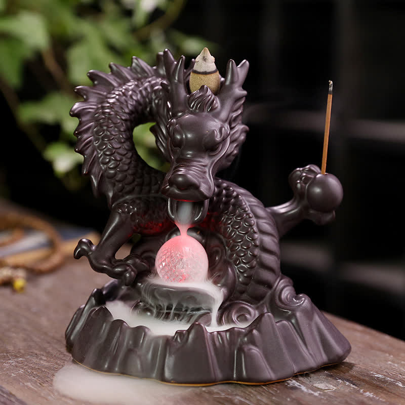 Auspicious Dragon Ceramic Backflow Smoke Incense Burner