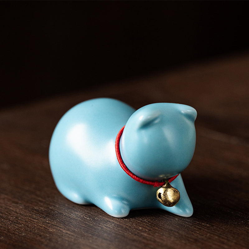 Mini Ceramic Cat Tea Pet | Sitting & Standing Figurine 5cm