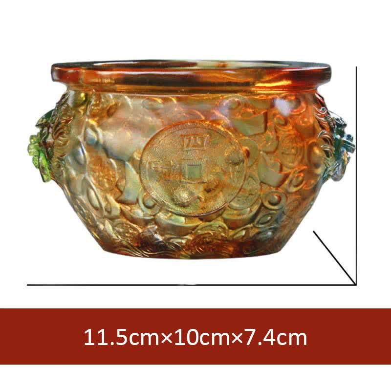 Handmade Liuli Crystal Treasure Bowl for Zen Home Decor