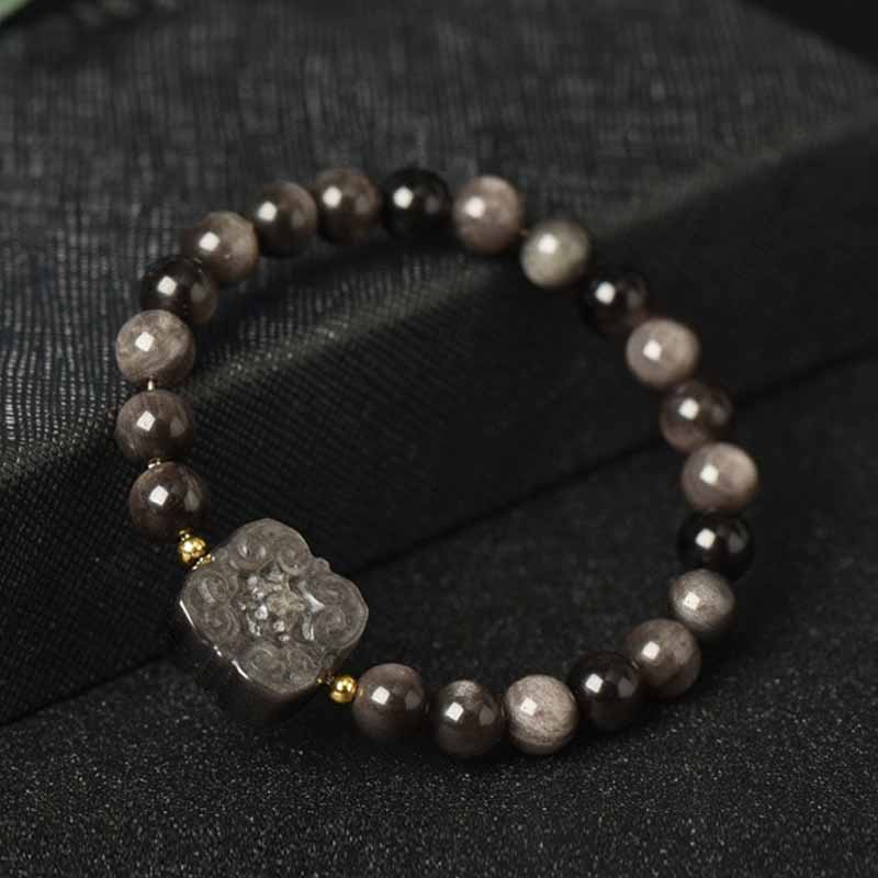 Silver Sheen Obsidian Protection Bracelet 8mm Meditation Beads