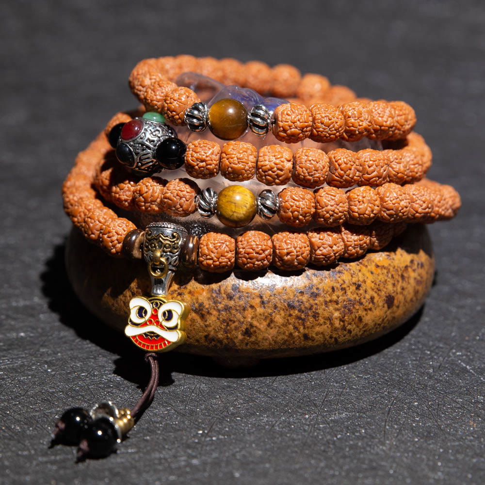 Tibet 108 Beads Bodhi Seed Zodiac Charm Mala Bracelet
