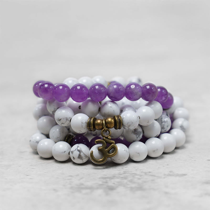 108 Beads Amethyst White Turquoise Healing Bracelet
