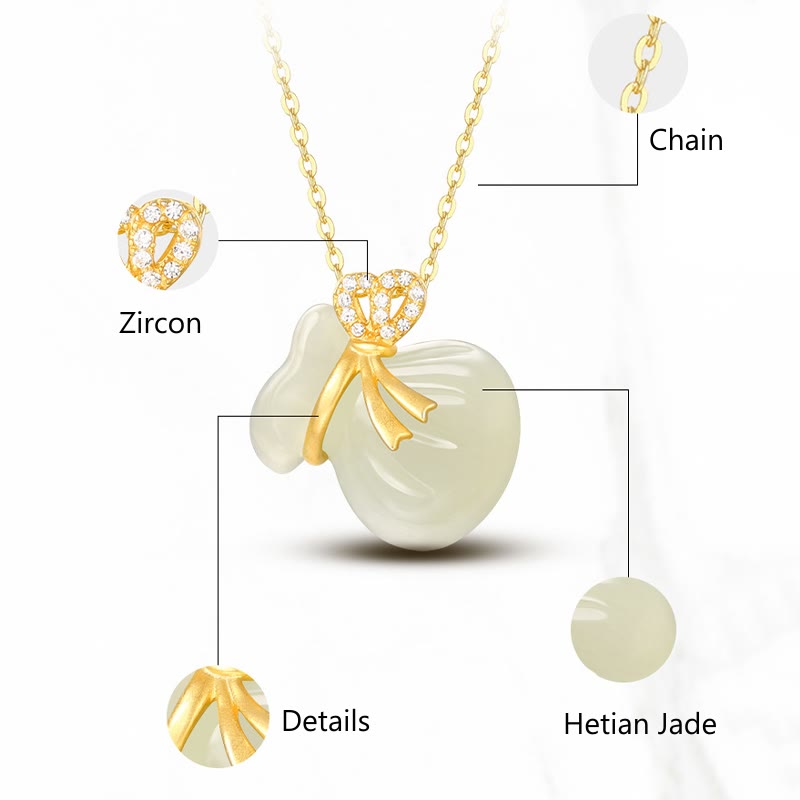 Hetian White Jade Luck Money Bag Necklace | Jade Jewelry