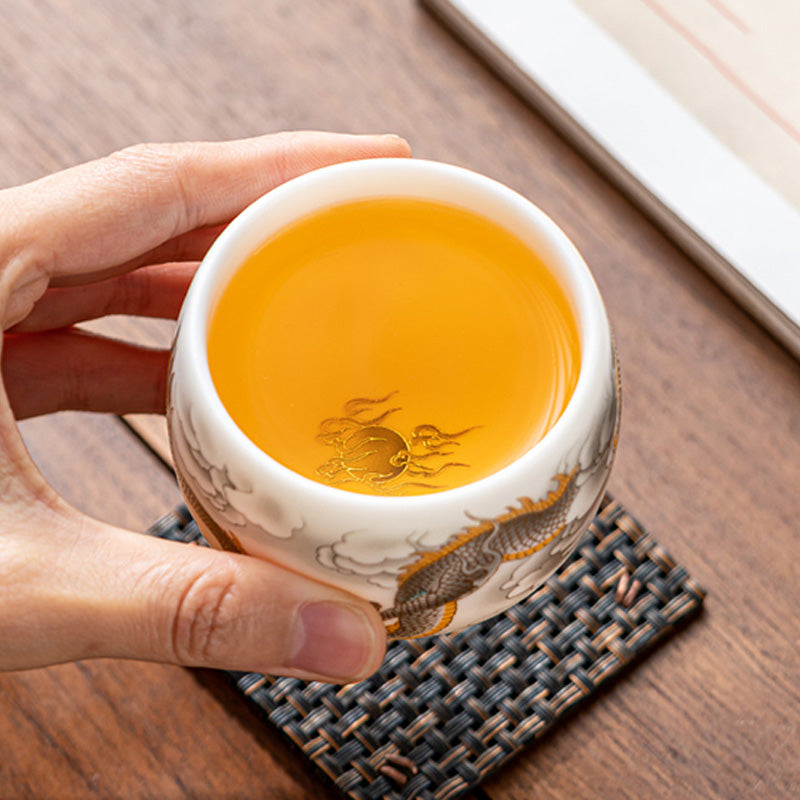 Dragon Phoenix Ceramic Teacup 130ml Zen Decor Gift