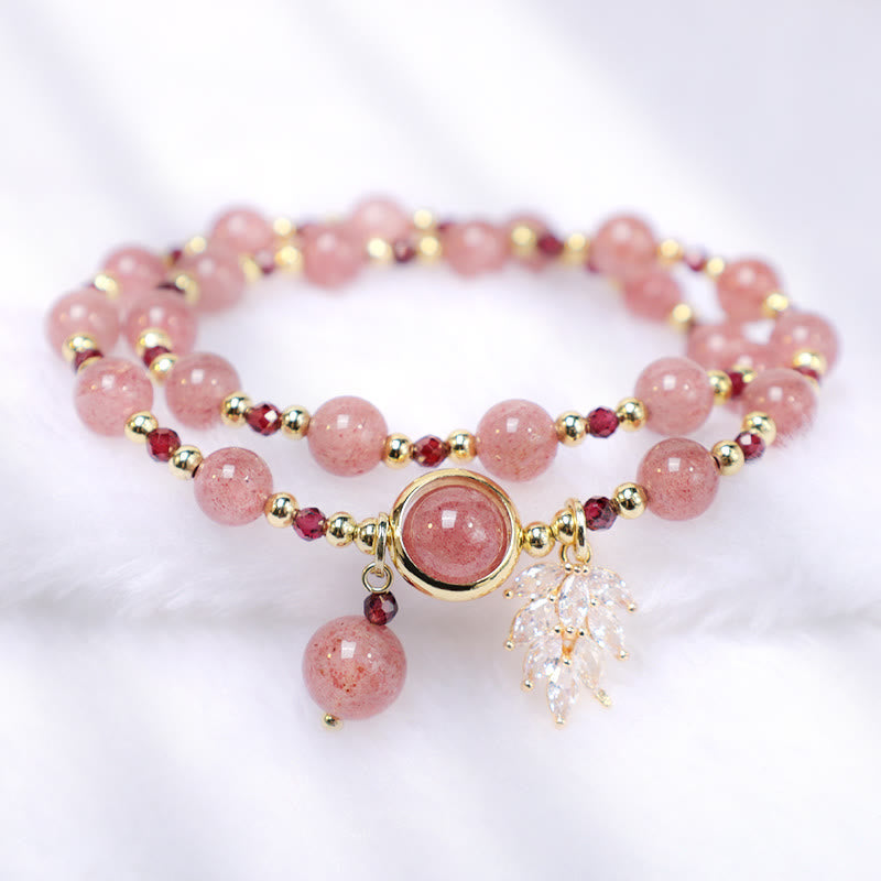 6mm Strawberry Quartz Double Wrap Love Healing Bracelet