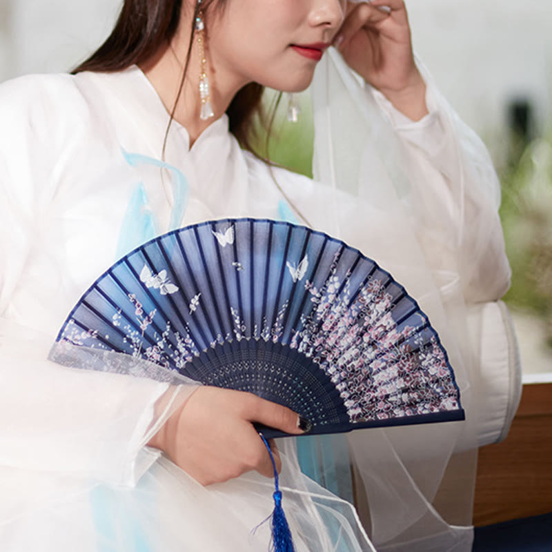 Butterfly Flowers Eco-Friendly Bamboo Handheld Fan