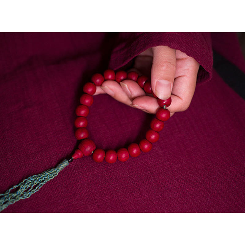 Unisex Abelia Biflora Wood Wrist Mala for Protection & Blessing