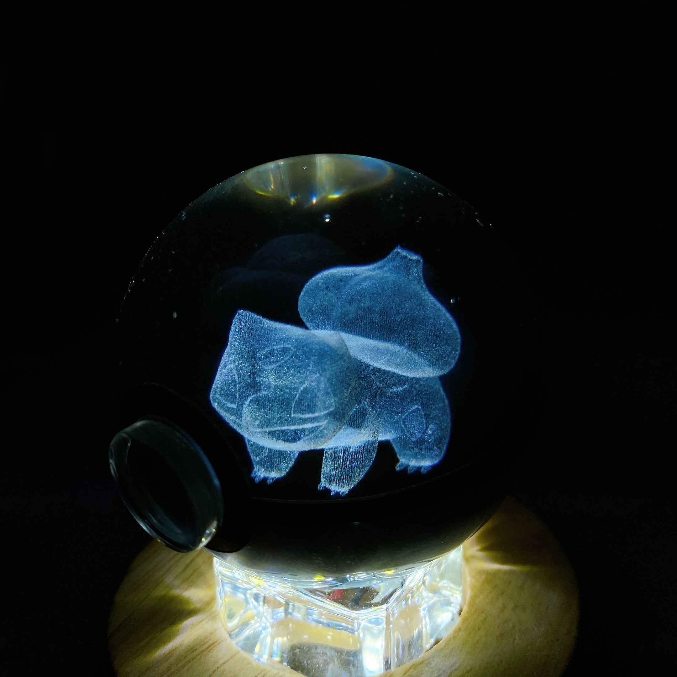 5cm 3D Carved Pokémon Crystal Healing Sphere with Lamp