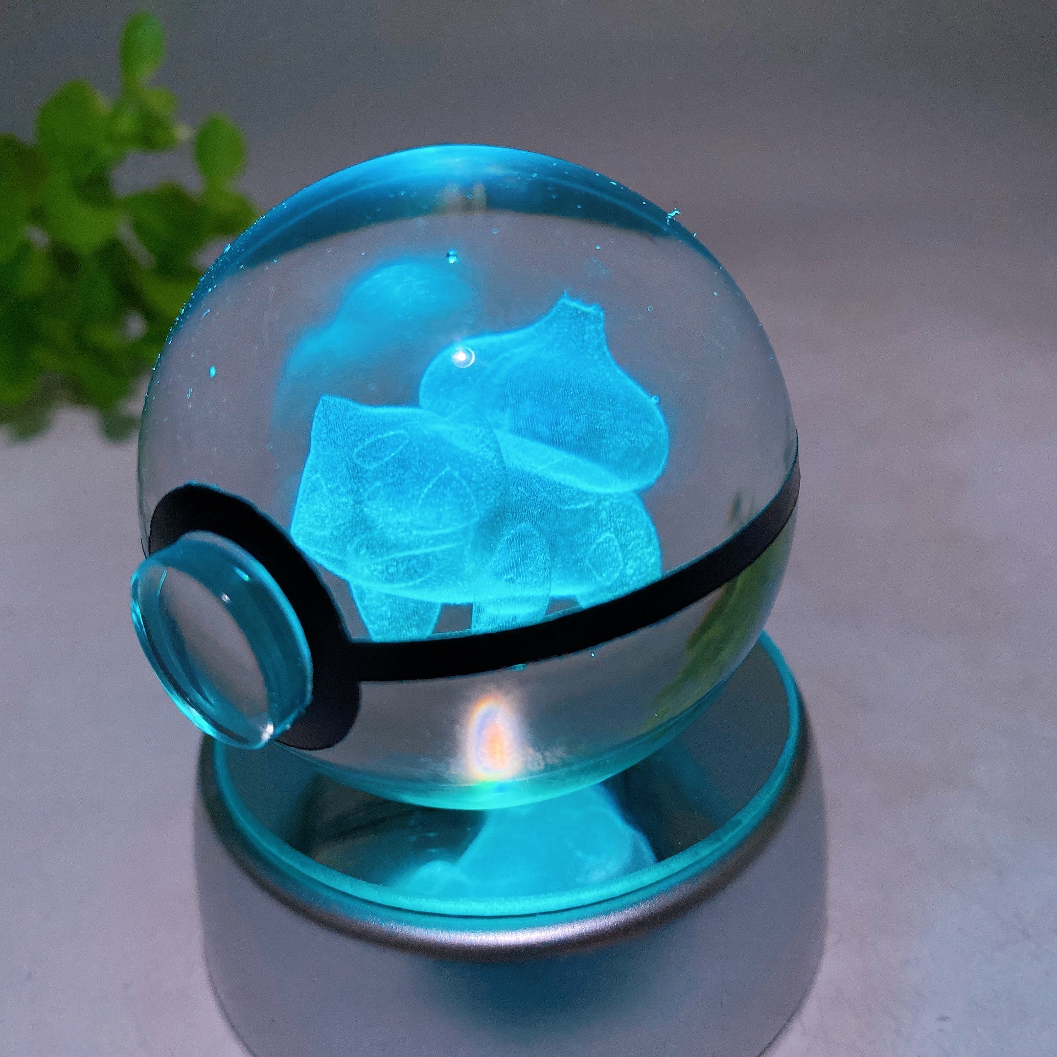 5cm 3D Carved Pokémon Crystal Healing Sphere with Lamp