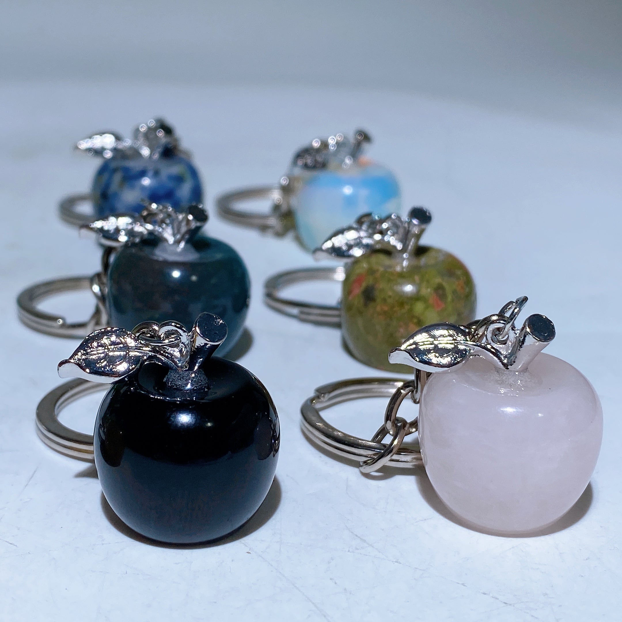 5cm Crystal Apple Key Chain with Healing Semi-Precious Stones