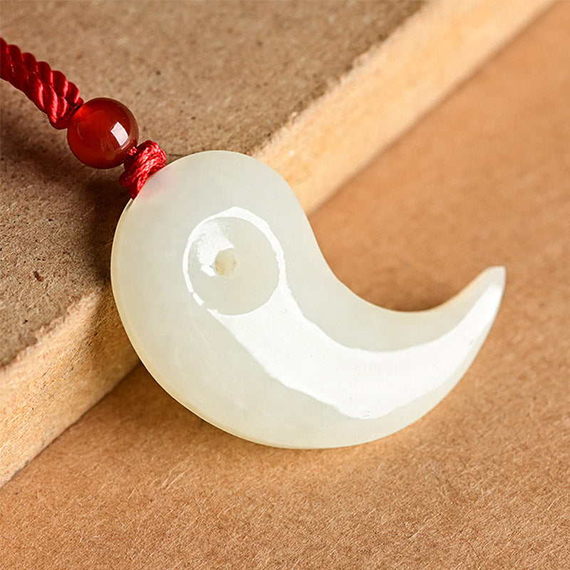 Yin Yang White Jade Cyan Jade Protection Necklace