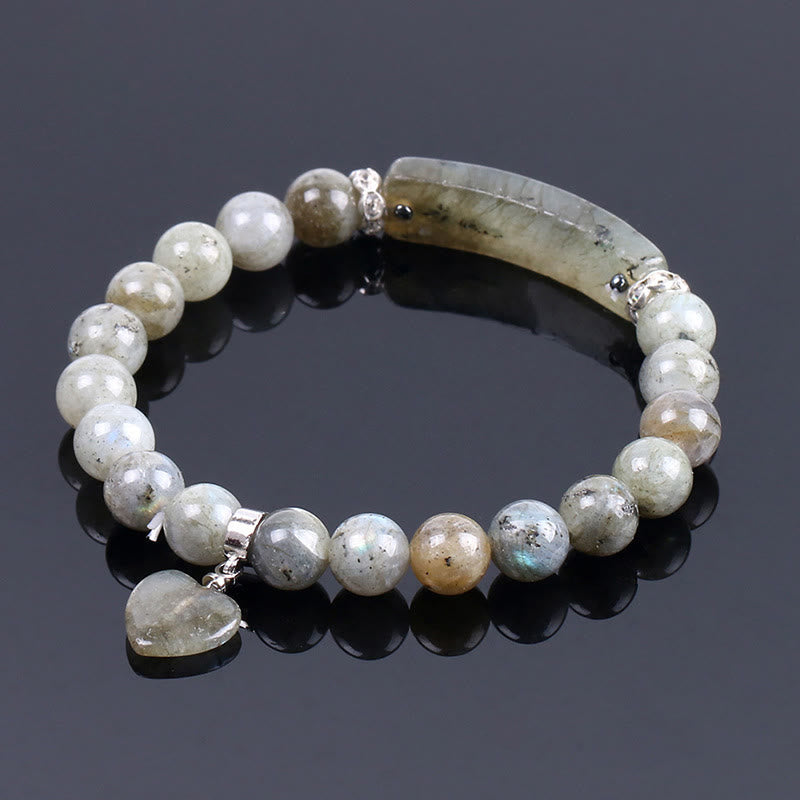 8mm Clear Quartz Love Heart Healing Bracelet for Balance
