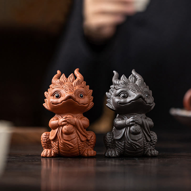 Purple Clay Luck Dragon Tea Pet Figurine | Spiritual Statue