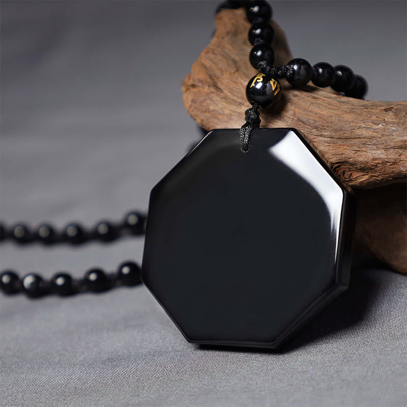 Black Obsidian Yin Yang Pendant Necklace for Balance