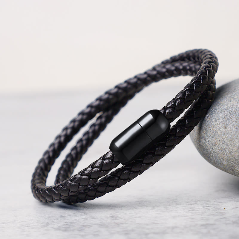 Genuine Leather Red String Protection Bracelet Magnetic Buckle