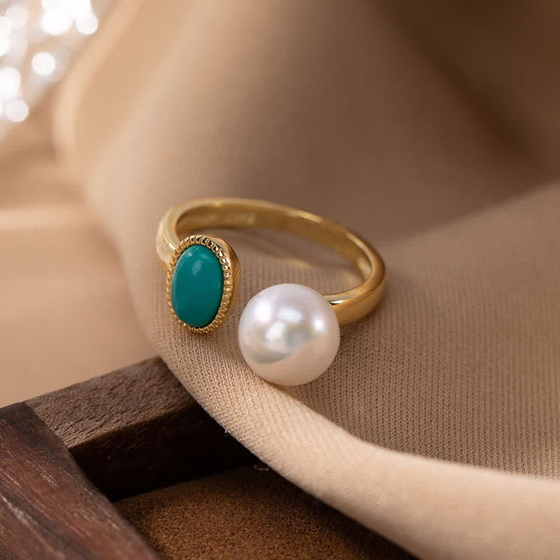 925 Sterling Silver Pearl Turquoise Healing Jewelry Set