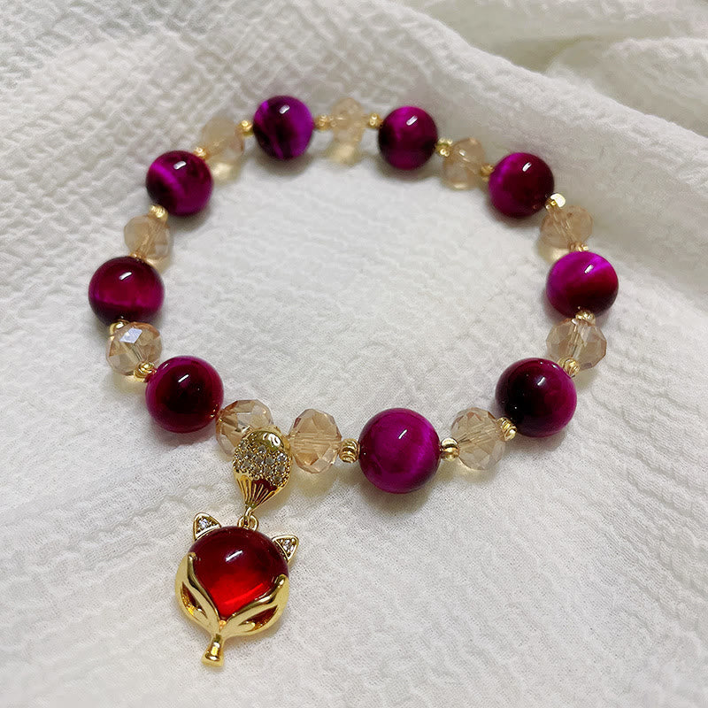Red Tiger Eye Protection Bracelet with PiXiu Fox Charm