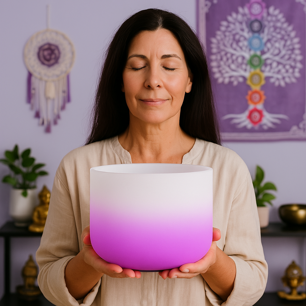 Crystal Singing Bowl - Crown Chakra B Note Meditation Bowl