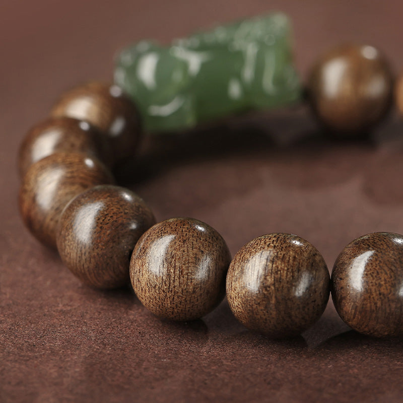 12mm Jade Pi Xiu Agarwood Strength Bracelet
