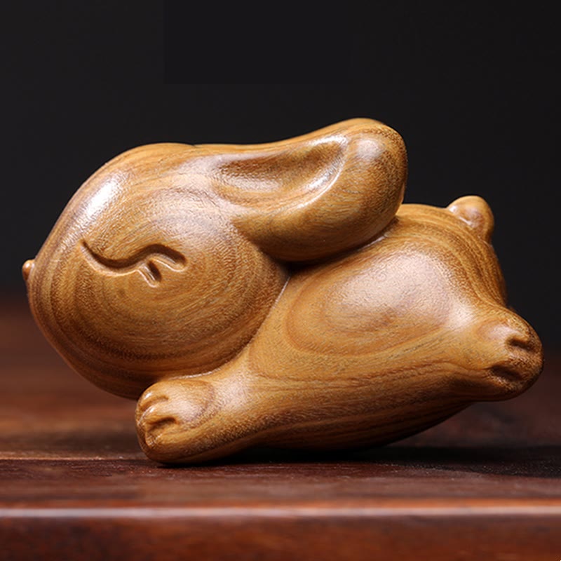 Small Green Sandalwood Rabbit Decoration for Peaceful Home