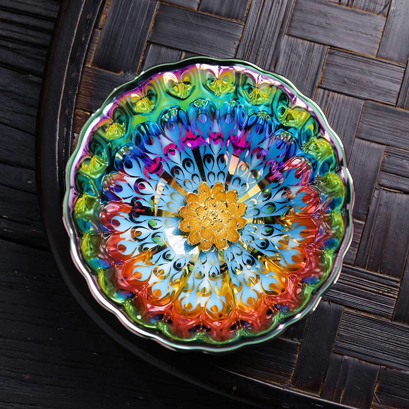 Vivid Peacock Jian Zhan Ceramic Tea Cup 110ml