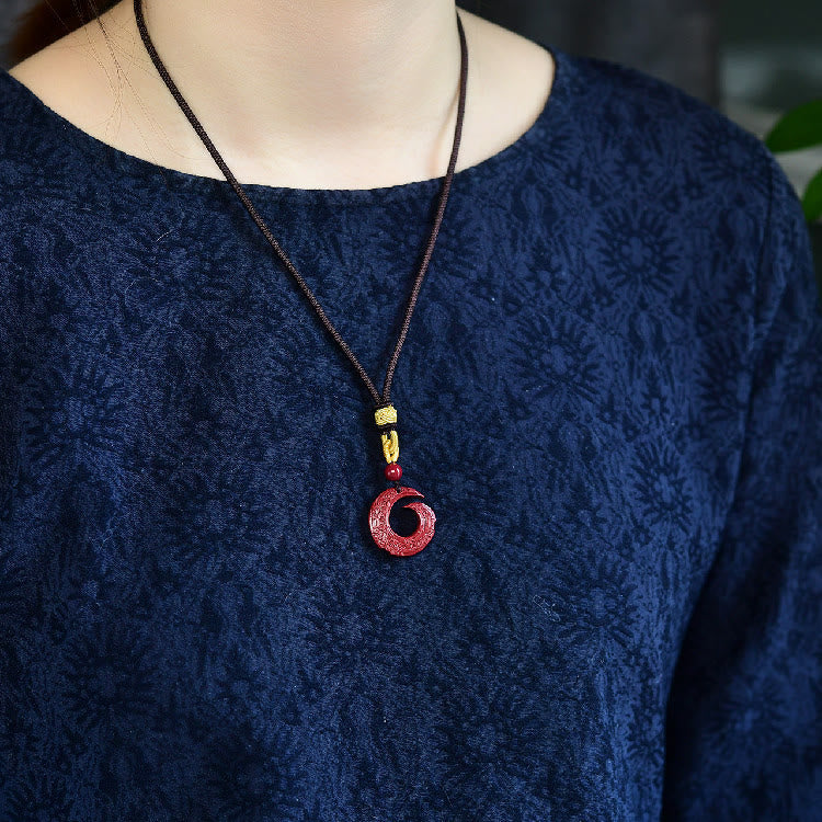 Unisex Cinnabar Blessing Necklace Pendant | Luck Design