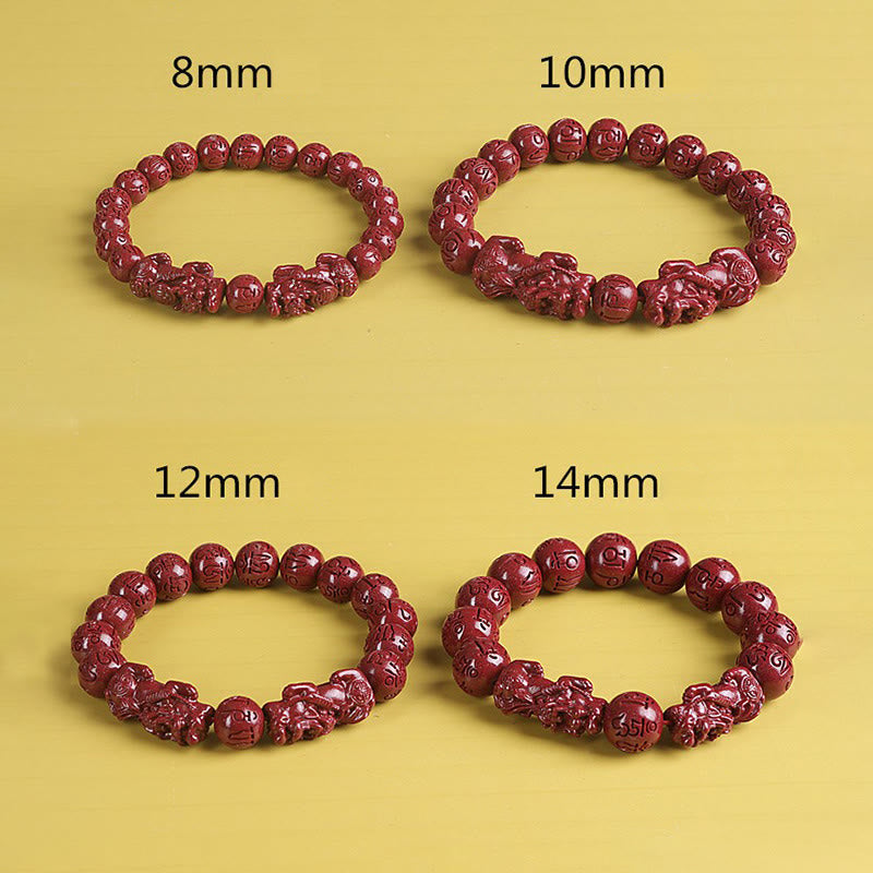 8mm Natural Double Pixiu Cinnabar Wealth Bracelet