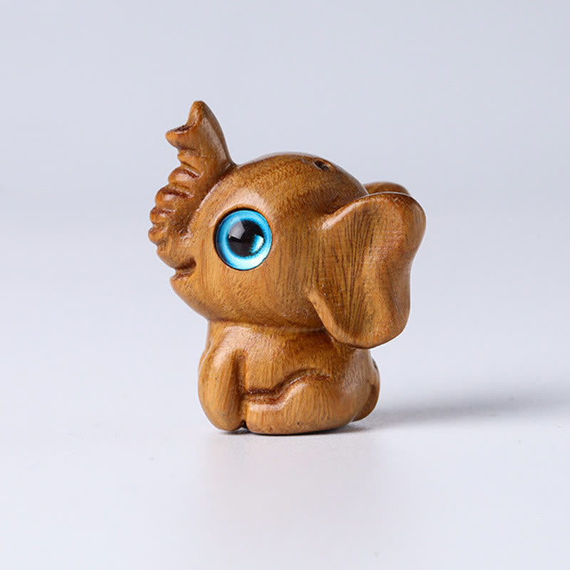 Mini Elephant Carved Decoration in Sandalwood for Protection & Luck