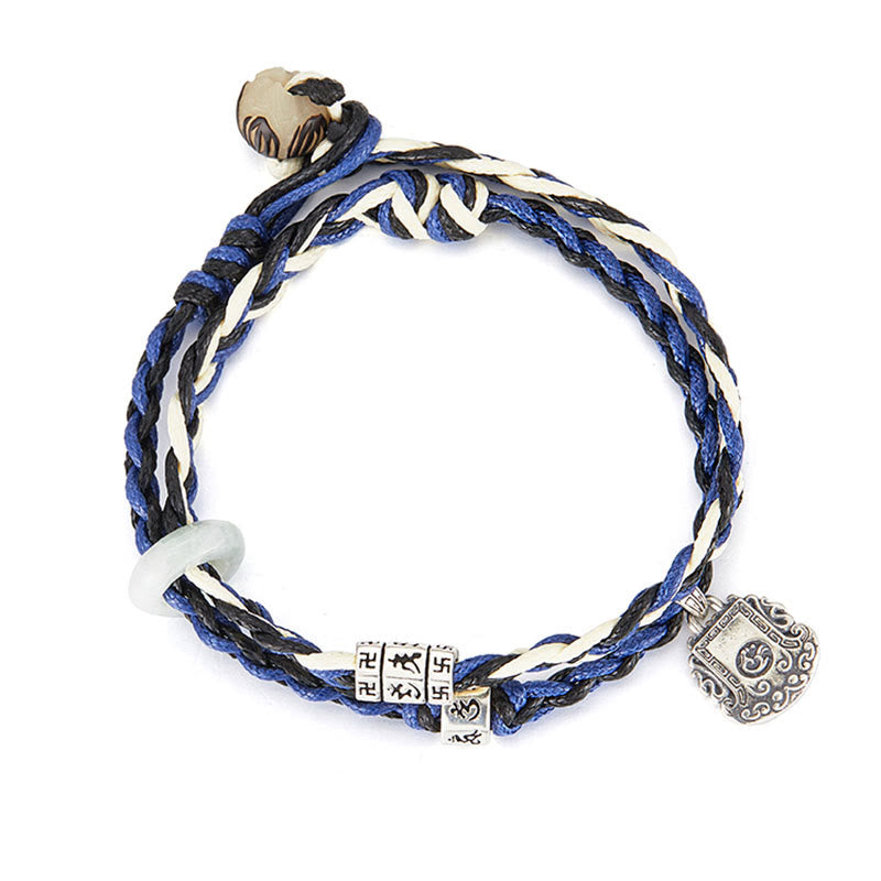 16cm Sterling Silver Om Mani Padme Hum Protection Bracelet