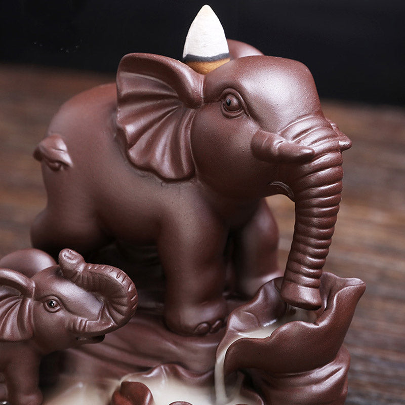 Tibetan Elephant Purple Clay Backflow Incense Burner