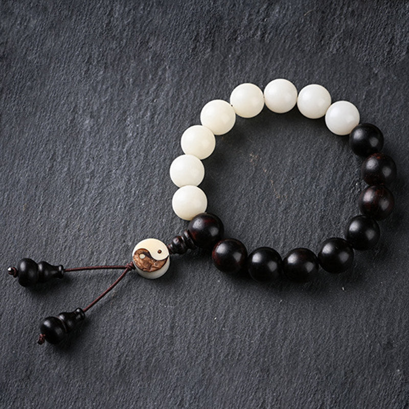 12mm Ebony Yin Yang Meditation & Protection Bracelet