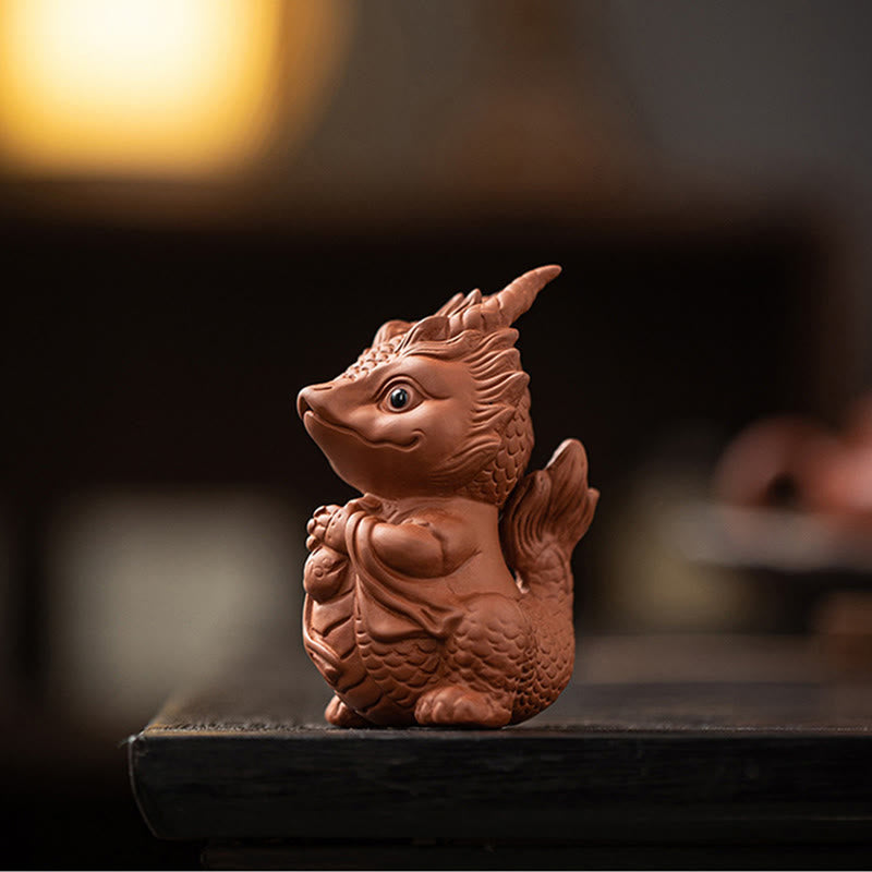 Purple Clay Luck Dragon Tea Pet Figurine | Spiritual Statue