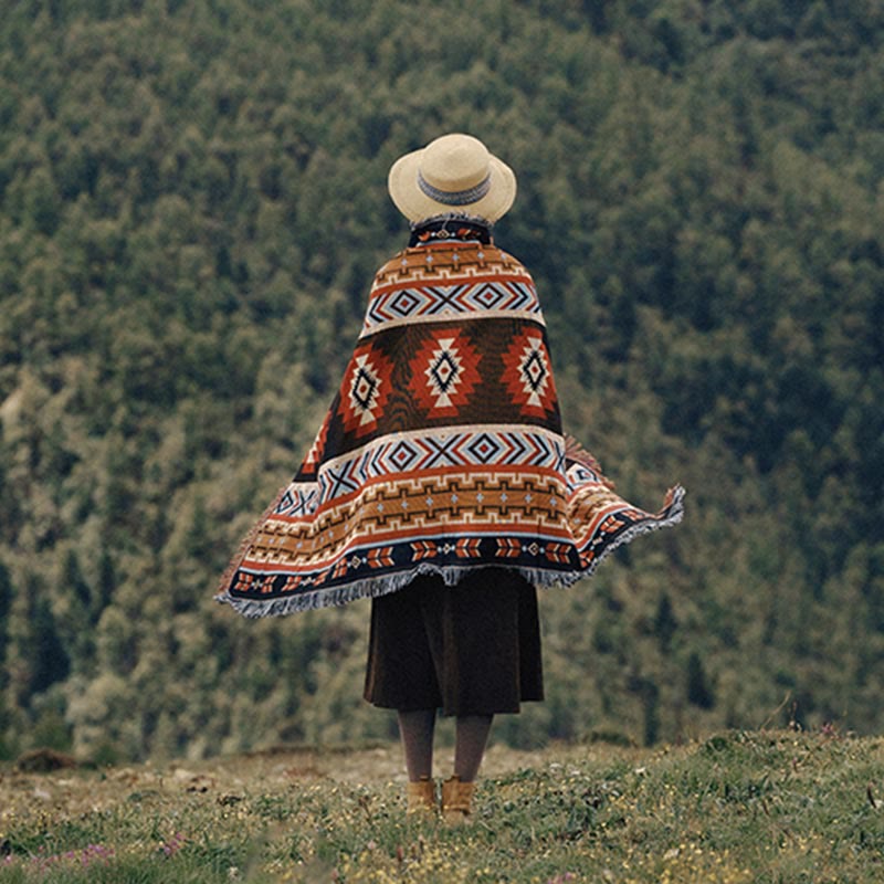 Geometric Tibetan Blanket 90x180cm Warm Comfortable Throw