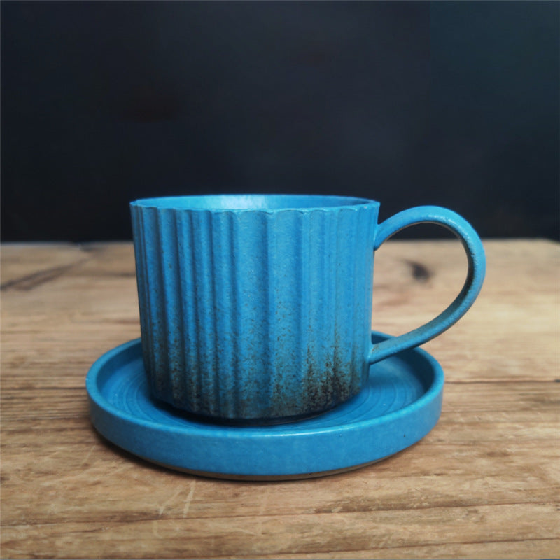 250ml Retro Striped Kiln Change Ceramic Coffee Mug | Zen Decor