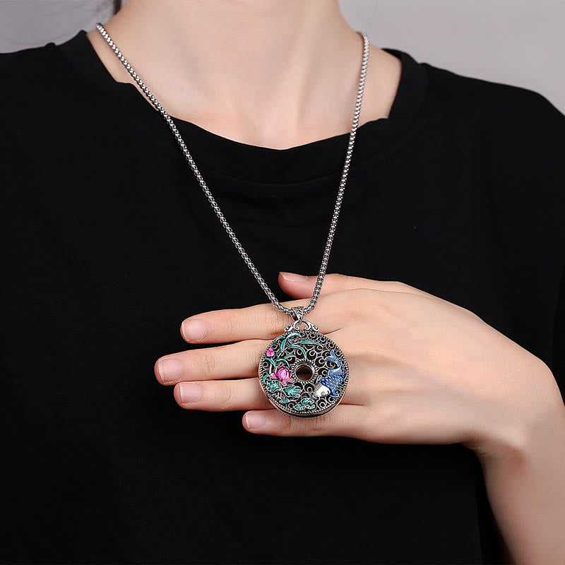 Koi Fish Lotus Peace Buckle Fu Character Wealth Necklace