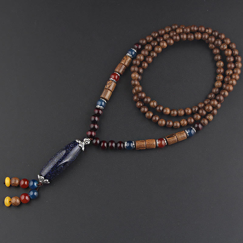 Wenge Wood & Agate Balance Necklace for Peace & Protection