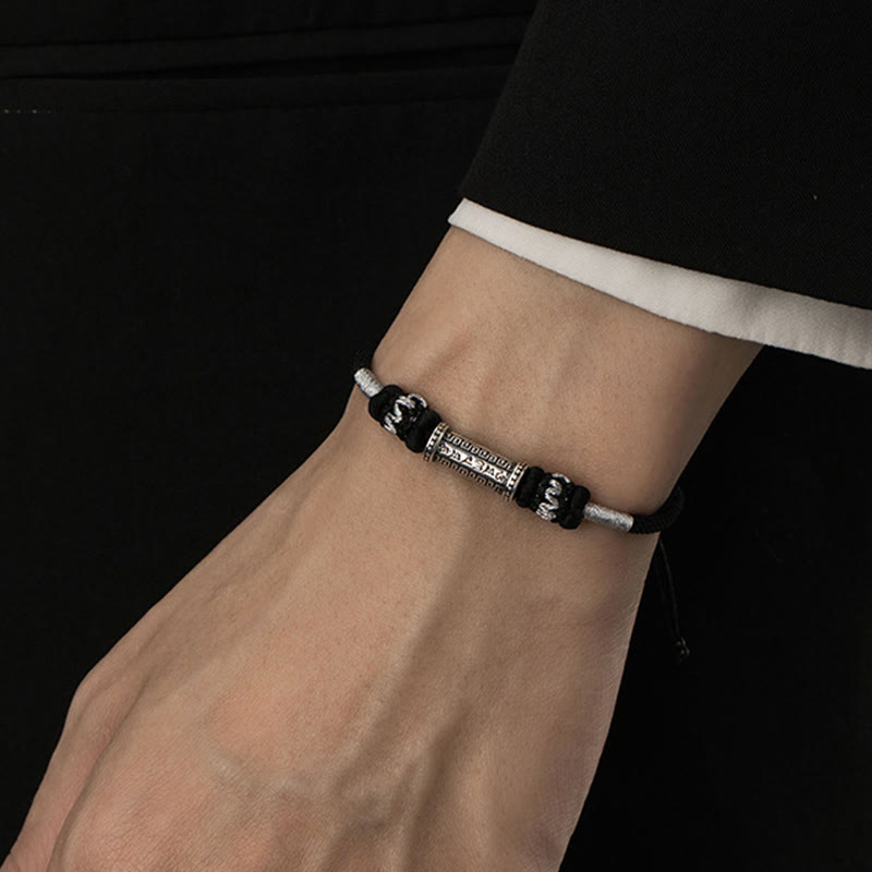 Om Mani Padme Hum 925 Silver Braided Rope Bracelet