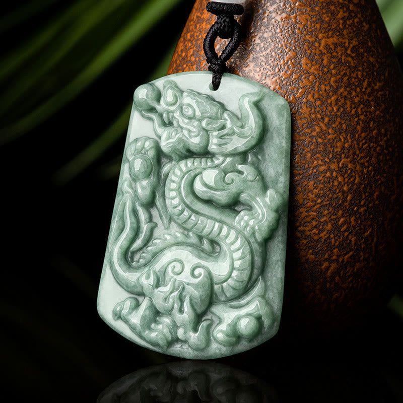 Jade Dragon Necklace for Success & Protection Pendant